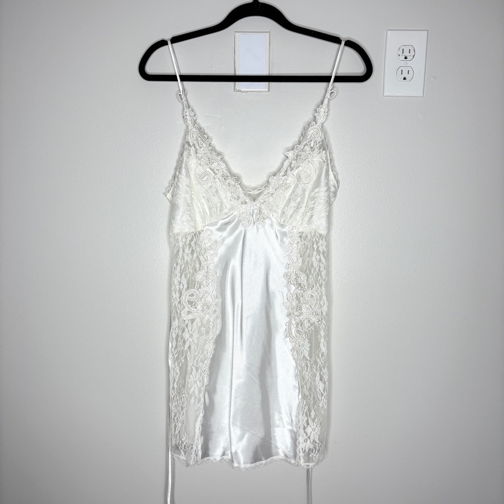 NWT Jonquil By Diane Samandi Lace Satin Chemise Nightgown In White Size L